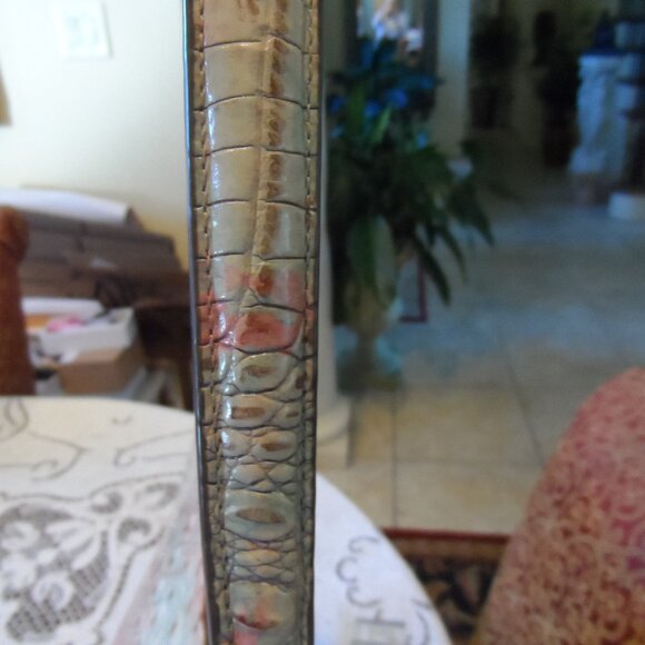 Brahmin “Katie” Pastel Multi-Color Melbourne Croc-Embossed Leather Shoulder Bag - Picture 11 of 16